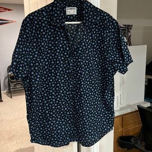 Black stylish button up with a flower print!
